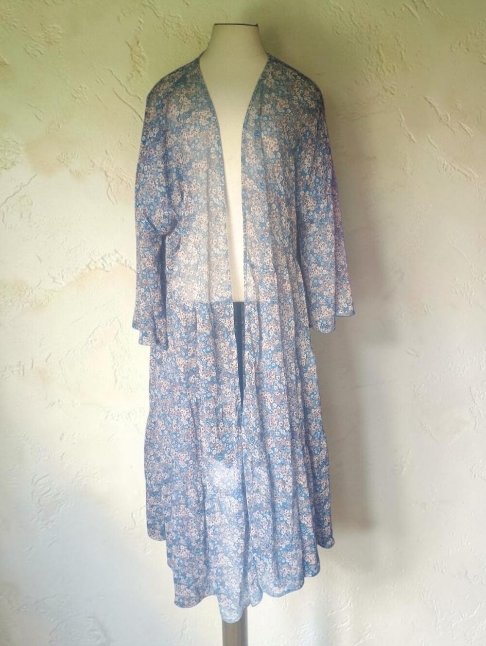 Sheer Floral Duster Boho Kimono/Cardigan Plus 0X